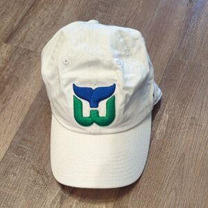 47 Hartford Whalers (White Cap with Blue and Green Embroidery)